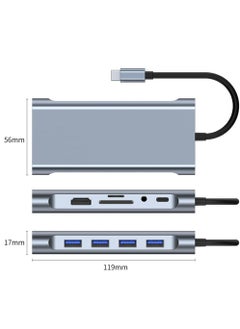 Generic 11 in 1 Type C Hub Aluminum Alloy with USB2.0 USB3.0 HD VGA PD RJ45 SD TF Card Ports 3.5mm Audio Interface Grey  - Image 3