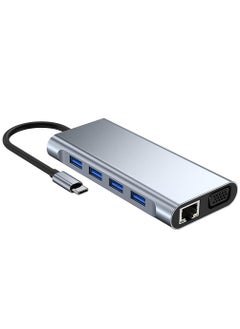 Generic 11 in 1 Type C Hub Aluminum Alloy with USB2.0 USB3.0 HD VGA PD RJ45 SD TF Card Ports 3.5mm Audio Interface Grey  - Image 5