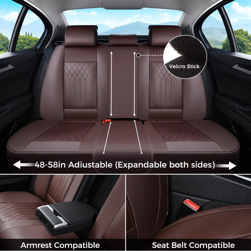 FLORICH Car Seat Covers Full Set, Leather Seat Covers for Cars, Car Seat Protector Waterproof Breathable, Universal Automotive Seat Covers, Front and Rear Car Seat Cover Fit for Most SUV Pick-up Truck - Image 3