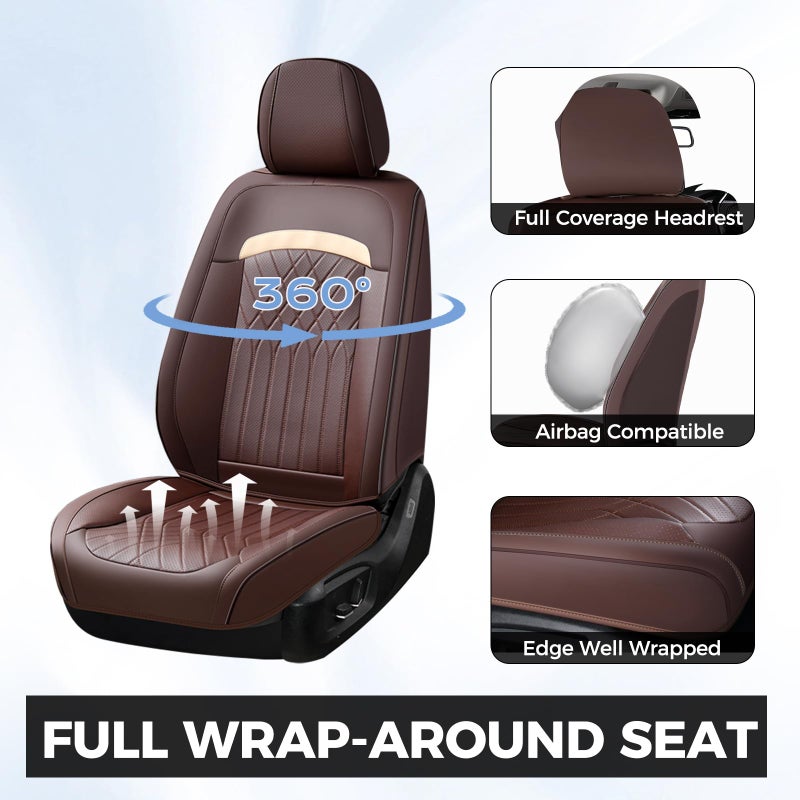 FLORICH Car Seat Covers Full Set, Leather Seat Covers for Cars, Car Seat Protector Waterproof Breathable, Universal Automotive Seat Covers, Front and Rear Car Seat Cover Fit for Most SUV Pick-up Truck - Image 5