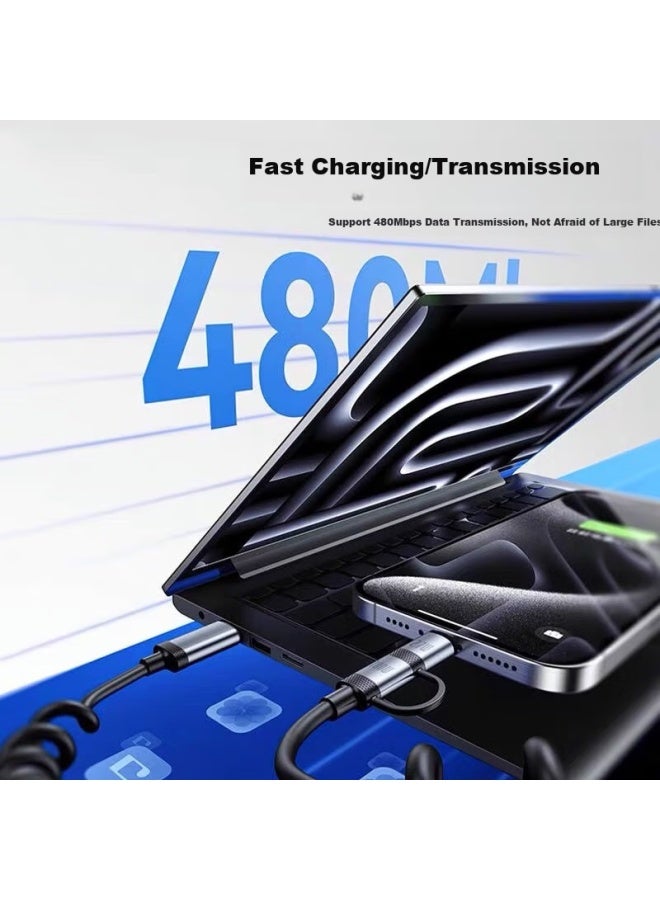 Jowoye كابل بيانات هواوي 4 في 1 شحن فائق السرعة 6a 100w أندرويد آيباد/آيفون 16 كابل شحن كمبيوتر آبل كابل كهربائي للدراجة النارية كابل كار بلاي - Image 4