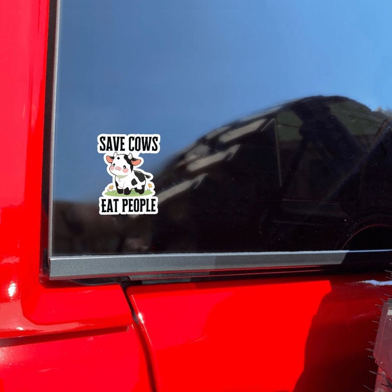 Durable Vinyl Sticker Decal for Laptops Water Bottles Cars Star Color 3pcs Save The Cows Fun Vegan Satirical Kawaii Cow Design Animal Rights Supporters Dairy Free Enthusiasts - Image 2