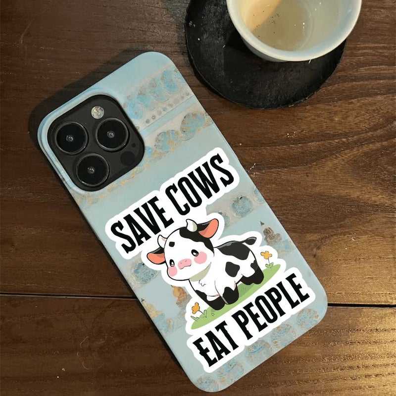 Durable Vinyl Sticker Decal for Laptops Water Bottles Cars Star Color 3pcs Save The Cows Fun Vegan Satirical Kawaii Cow Design Animal Rights Supporters Dairy Free Enthusiasts - Image 3