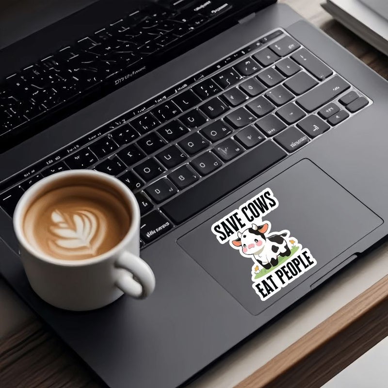 Durable Vinyl Sticker Decal for Laptops Water Bottles Cars Star Color 3pcs Save The Cows Fun Vegan Satirical Kawaii Cow Design Animal Rights Supporters Dairy Free Enthusiasts - Image 4