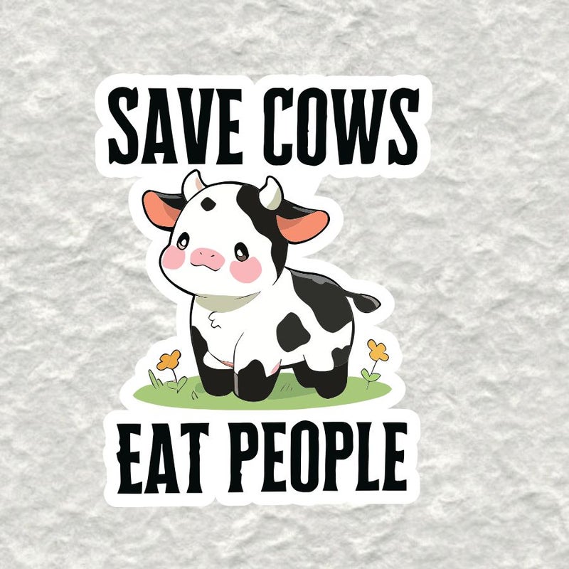 Durable Vinyl Sticker Decal for Laptops Water Bottles Cars Star Color 3pcs Save The Cows Fun Vegan Satirical Kawaii Cow Design Animal Rights Supporters Dairy Free Enthusiasts - Image 1