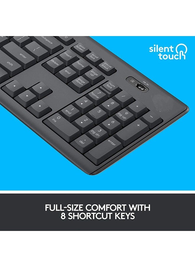 Generic - Silent Wireless Keyboard and Mouse Combo, 10m Wifi Range, 2.4GHz Wireless, Nano USB Receiver, Silent Touch Technology,English-Arabic Layout - Image 1
