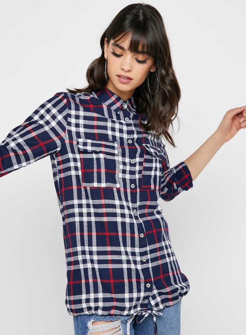 Ginger Checked Drawstring Hem Shirt