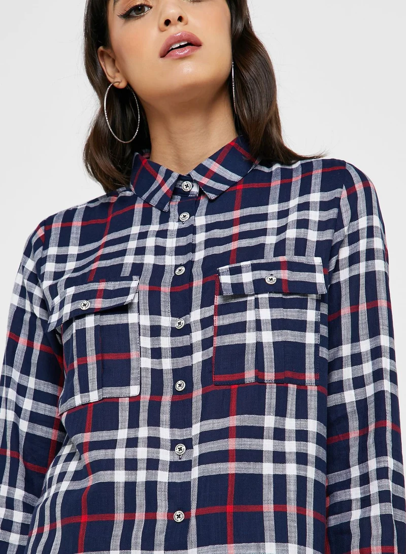 Ginger Checked Drawstring Hem Shirt