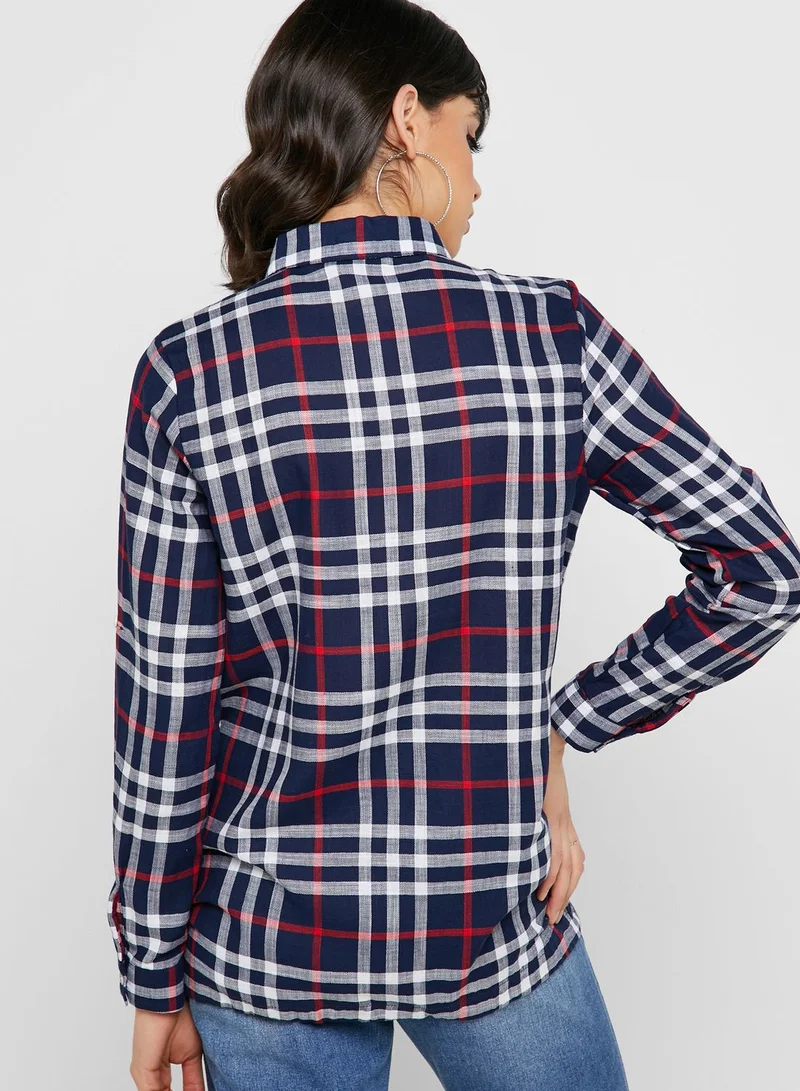 Ginger Checked Drawstring Hem Shirt