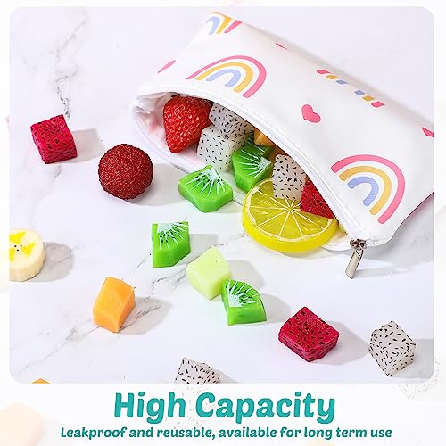 Chumia 6 Pack Reusable Snack Bags for Kids, Washable Sandwich & Food Storage Pouches, Dual-layer Silicone Lined Lunch Bags with Zipper for School & Travel(Cute,6.9 x 3.7 Inches) - Image 3