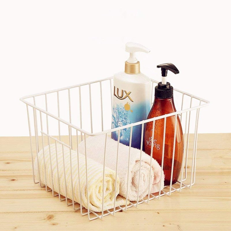 Ipegtop Deep Refrigerator Freezer Baskets Large Household Wire Storage Basket Bins Organizer With Handles For Kitchen Pantry Freezer Cabinet Closets Pearl White Set Of 2 - Image 5