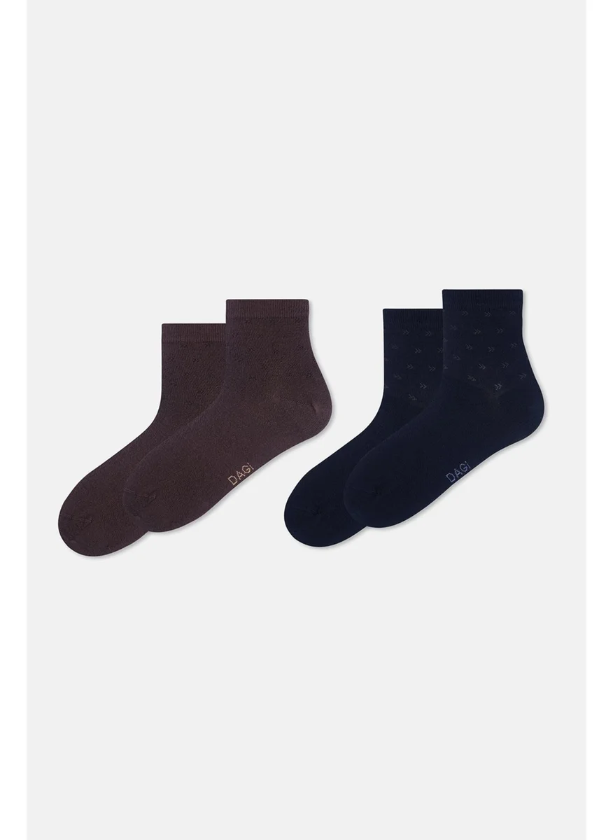 داجي Navy Blue Men's 2-Pack Triangle Patterned Bamboo Socks