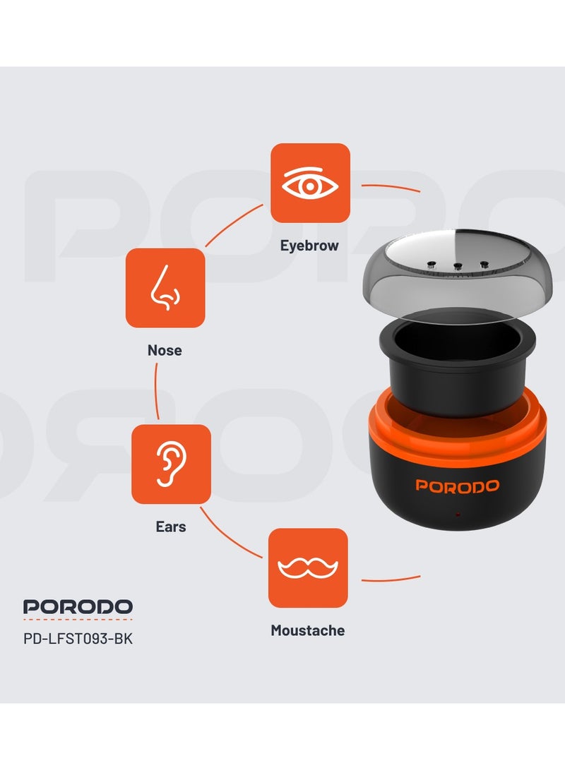 porodo Wax Warming Hair Removal Kit for Eyebrow Nose Mustache Ears / Double Pot Nostril Wax Heater/ Mini Wax Warmer /  13min Quick Wax Melt / Automatic Heating - Black  - Image 3