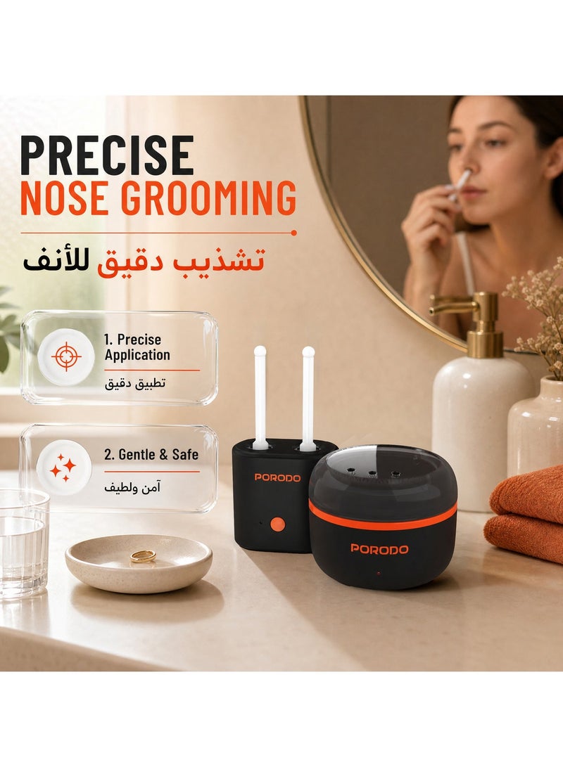 بورودو طقم إزالة الشعر بالشموع لتدفئة الحواجب والأنف والشفة العلوية والأذنين، سخان شمع مزود بوعاء مزدوج للأنف، دافئ شمع صغير، ذوبان الشمع السريع في 13 دقيقة، تسخين تلقائي - أسود - Image 2