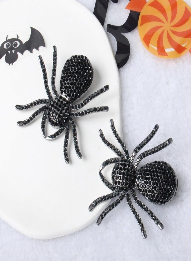 Cuizhiyu 2PCS Black Spider Hair Clips for Women Girls Hiphop Metal Spooky Halloween Hair Clip With Stone Barrette for Styling Halloween Hair Accessories - Image 2