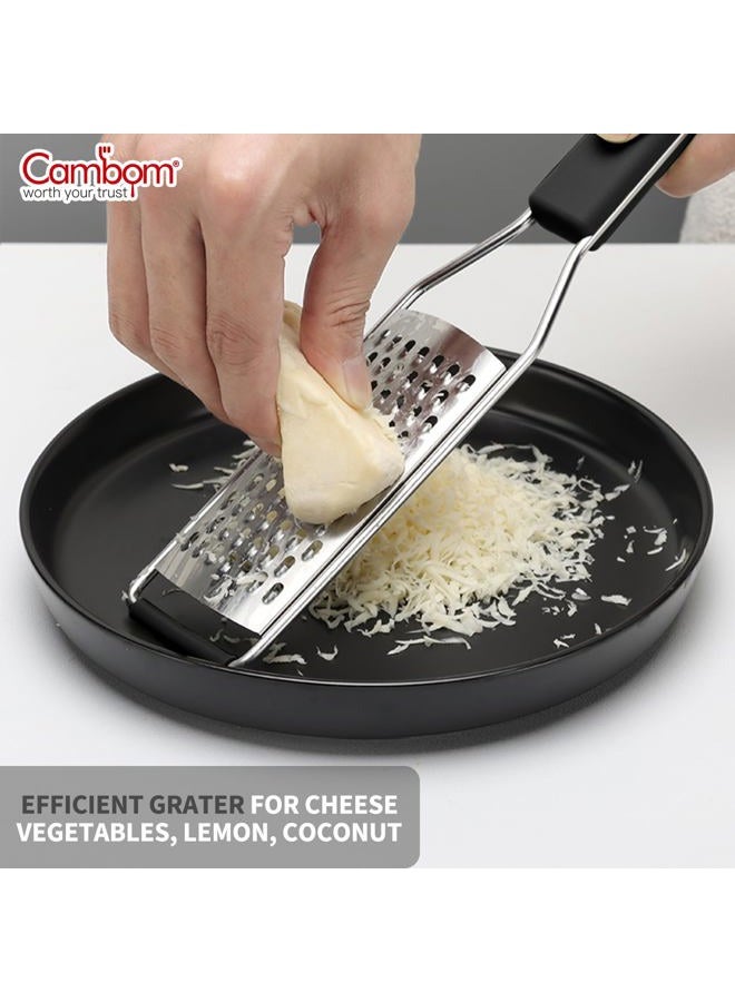 Cambom Cheese Grater Lemon Zester, Graters for Parmesan Cheese, Lemon, Citrus, Garlic, Nutmeg, Chocolate, Fruits, Vegetables, Ginger, Vegetable & Cheese Shredder with Stainless Steel Coarse Blade - Image 2