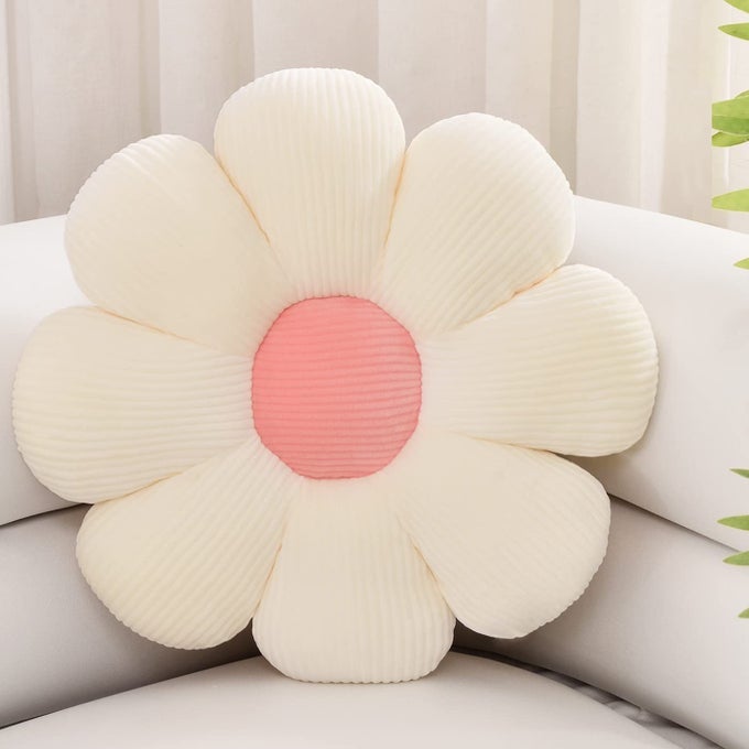 DAISY FLOWER THROW PILLOWS 216 CUTE FLOWER SHAPED PILLOW SEATING CUSHION AESTHETIC DECORATIVE PILLOWS FOR SOFA COUCH BED ROOM DECOR WHITE