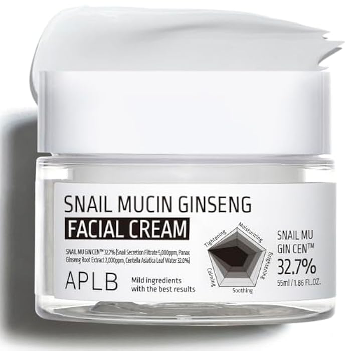 APLB Snail Mucin Ginseng Facial Cream | SNAIL MU GIN CEN™ 32.7% 1.86 FL.OZ/Korean Skincare, Wrinkle care, Pore care, Improve elasticity for firm skin - Image 1