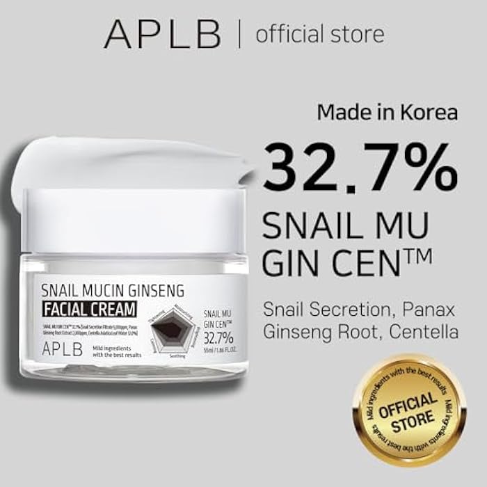 APLB Snail Mucin Ginseng Facial Cream | SNAIL MU GIN CEN™ 32.7% 1.86 FL.OZ/Korean Skincare, Wrinkle care, Pore care, Improve elasticity for firm skin - Image 2