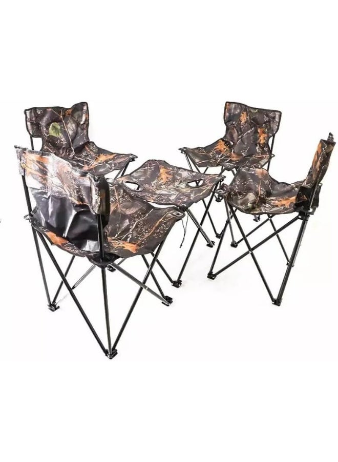Portable Folding Camping 4 Charis + 1 Foldable Table with Cup Holder - Image 3