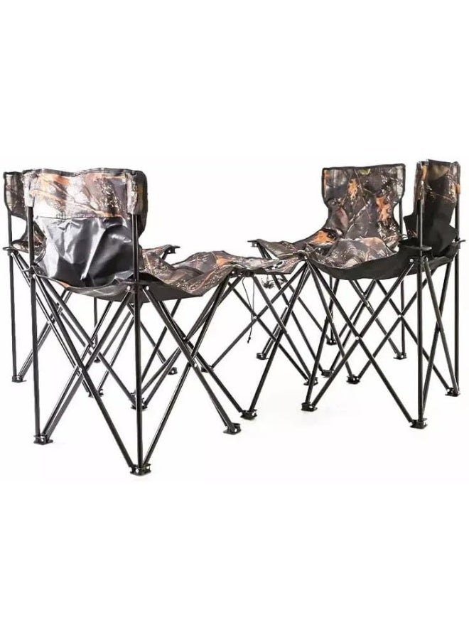 Portable Folding Camping 4 Charis + 1 Foldable Table with Cup Holder - Image 2