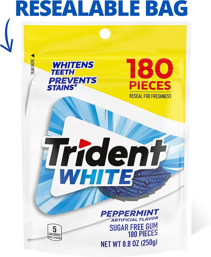 Trident White Peppermint Sugar Free Gum - 180 Pieces - Image 4