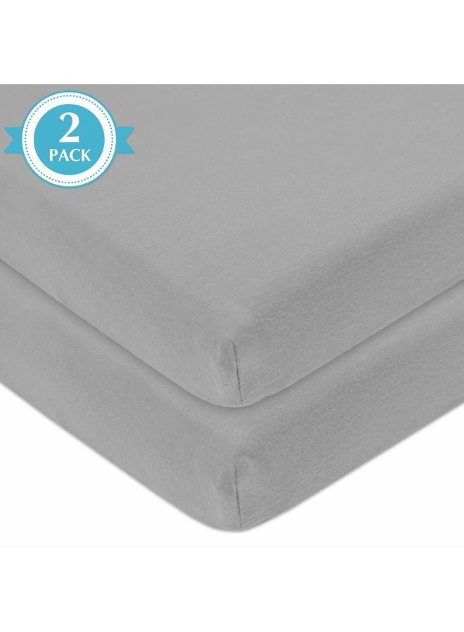 American Baby Company 2 Pack Fitted Mini Crib Sheet 24" x 38", Soft Breathable Neutral 100% Cotton Jersey Portable Sheet, Gray, for Boys and Girls, Fits Most Pack N Play Mattresses  - Image 5