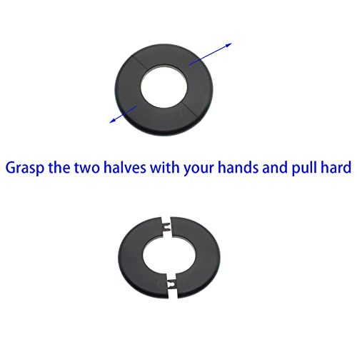 LBTODH 4 Pcs 2.0 Inch Wall Split Flange ABS Round Escutcheon Plate Wall-Mounted Self-Adhesive Water Pipe Cover for Water Pipe Faucet Decoration Accessories, Black - Image 3