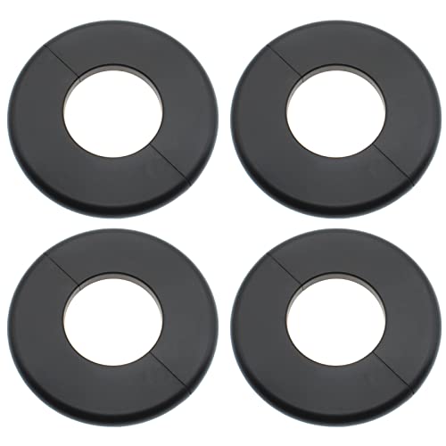 LBTODH 4 Pcs 2.0 Inch Wall Split Flange ABS Round Escutcheon Plate Wall-Mounted Self-Adhesive Water Pipe Cover for Water Pipe Faucet Decoration Accessories, Black - Image 1
