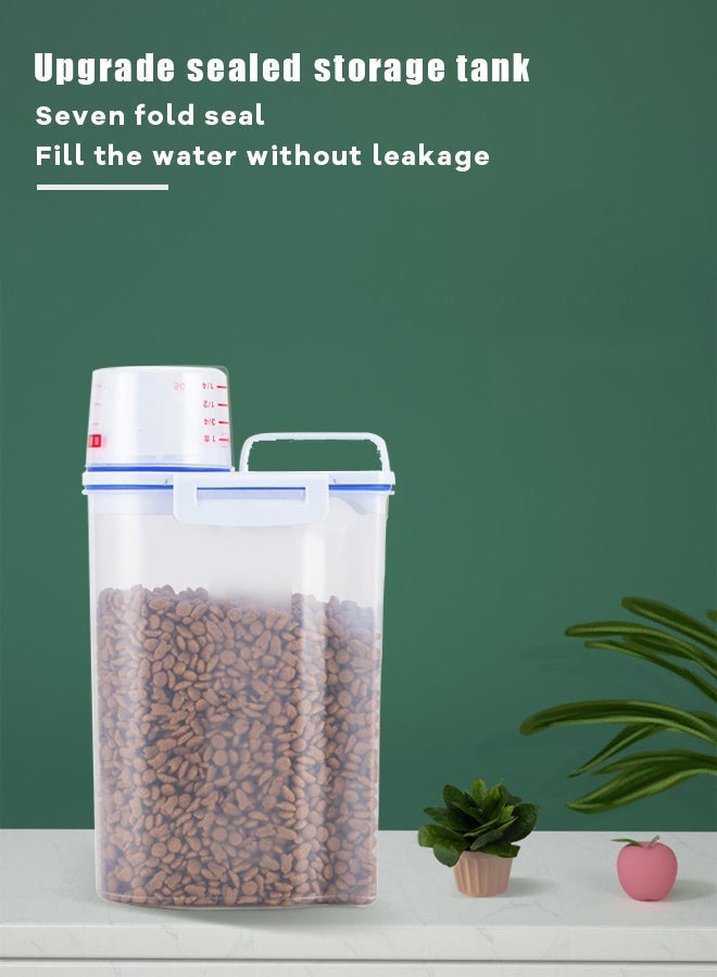 Generic food containers，Pet food containers，Pet storage bin,Pet food storage box,Handheld sealed moisture-proof and fresh-keeping cat storage tank,Send graduated cup dog food bucket,Suitable for storing various grains such as rice, cat food, dog food, and pet food  - Image 3