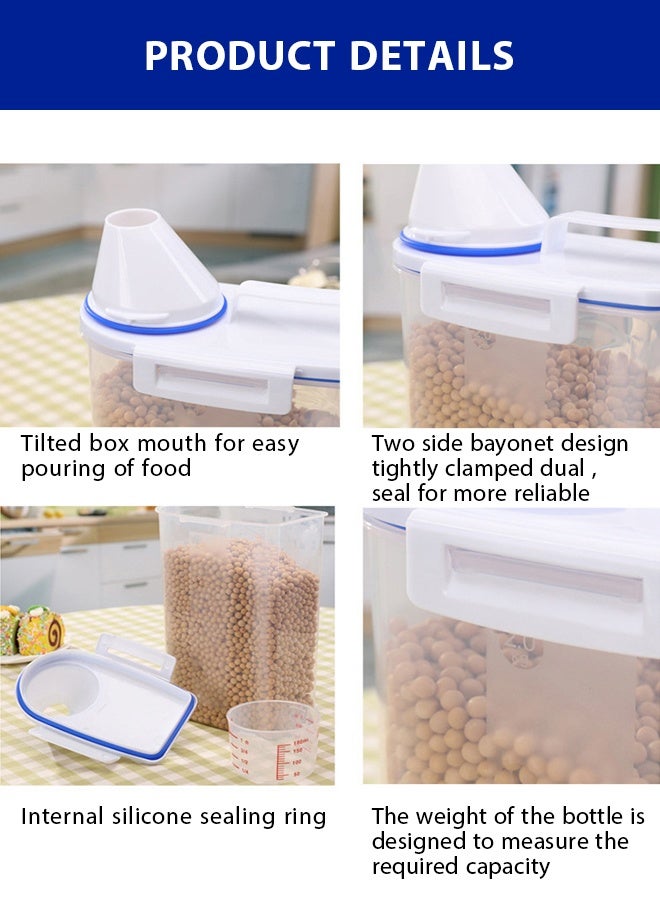 Generic food containers，Pet food containers，Pet storage bin,Pet food storage box,Handheld sealed moisture-proof and fresh-keeping cat storage tank,Send graduated cup dog food bucket,Suitable for storing various grains such as rice, cat food, dog food, and pet food  - Image 4