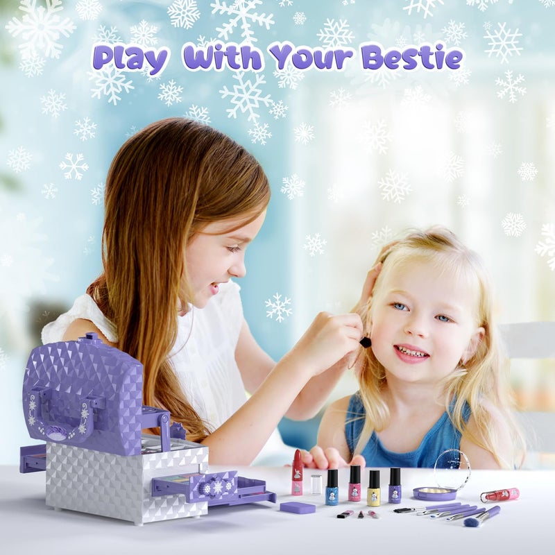 PERRYHOME Kids Makeup Set for Girl 56 Pcs Washable Real Cosmetic, Non-Toxic Frozen Toys Toddler Makeup Kit, 2026 New CPF Sustainable Materials Birthday Gift for 3 4 5 6 7 8 9 10 11 12 Year Old Girls - Image 3
