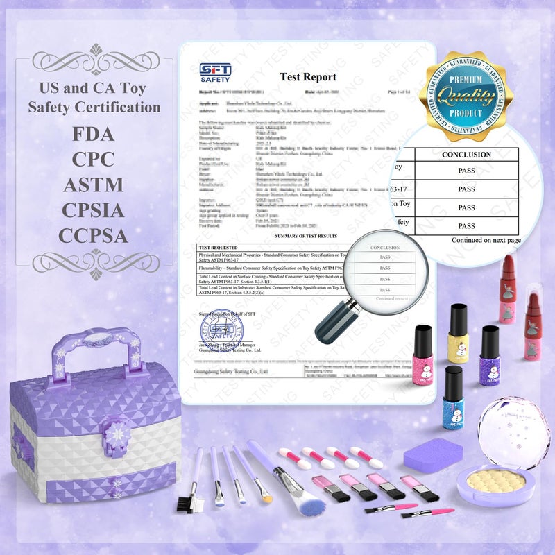 PERRYHOME Kids Makeup Set for Girl 56 Pcs Washable Real Cosmetic, Non-Toxic Frozen Toys Toddler Makeup Kit, 2026 New CPF Sustainable Materials Birthday Gift for 3 4 5 6 7 8 9 10 11 12 Year Old Girls - Image 5
