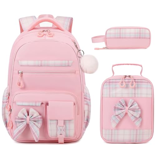 DIGOBAY Backpack for Girls 3PCS Girls Backpack for School with Lunch Bag Pencil Case Cute Kids Teens Bookbag for Kindergarten Elementary Preschool Middle School - Image 1