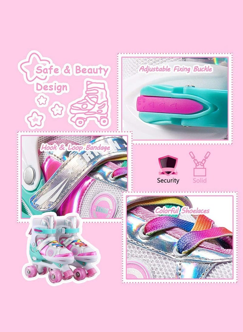 LENND Kids Adjustable Roller Skates for Girls Boys, All 8 Wheels Illuminating(Pink, Medium?EU33-37?) - Image 5