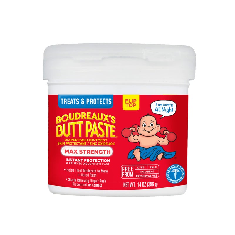 Boudreaux's Butt Paste Maximum Strength Diaper Rash Cream, Ointment for Baby, 14 oz Flip-Top Jar - Image 1