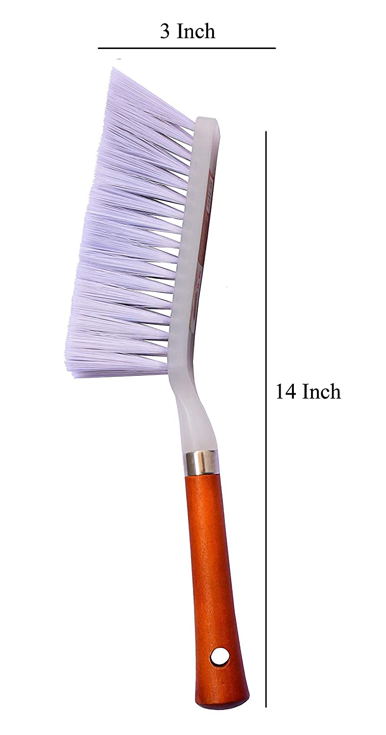 Sakoraware Plastic Brush with Long and Hard Bristles for Home Cleaning Floor, Tiles, Carpet, Bed, Mattress, Window, Bathroom, Car Seat, Curtain, Mats, Upholstery, 1 pc - Image 3