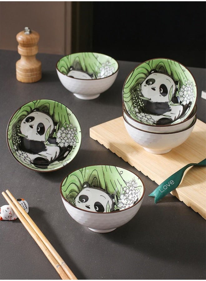Crazy Boss 6PCS Ceramic Panda Bowl Set with Chopsticks Gift Box Dinnerware Set for Rice, Soup and Noodles - Image 2