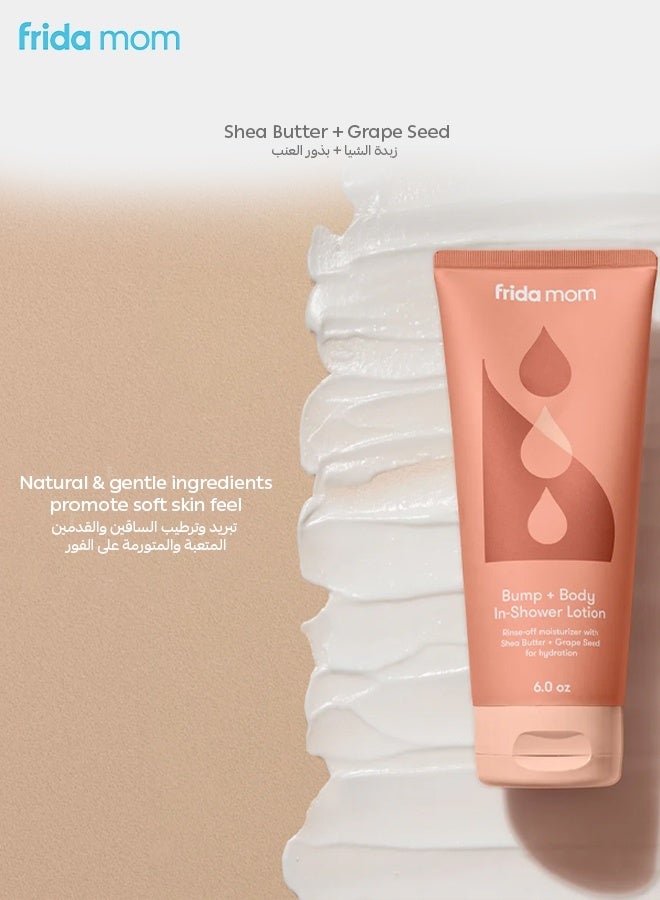 Frida Mom Bump + Body In-Shower Lotion Hydrating Rinse-Off Moisturizer With Shea Butter And Grape Seed Pregnancy Safe Dermatologist Tested 6.0 Oz - Image 3