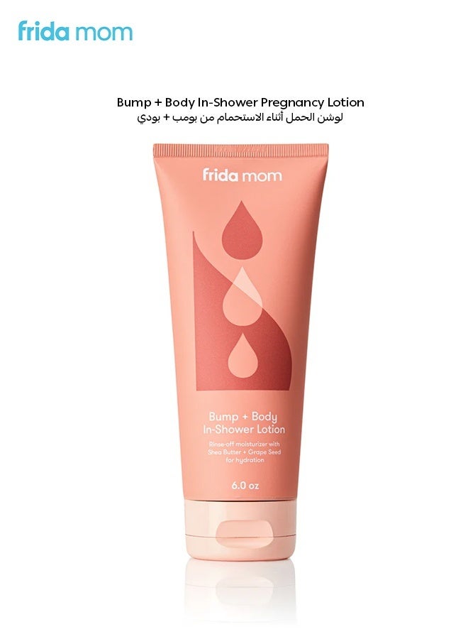 Frida Mom Bump + Body In-Shower Lotion Hydrating Rinse-Off Moisturizer With Shea Butter And Grape Seed Pregnancy Safe Dermatologist Tested 6.0 Oz - Image 1