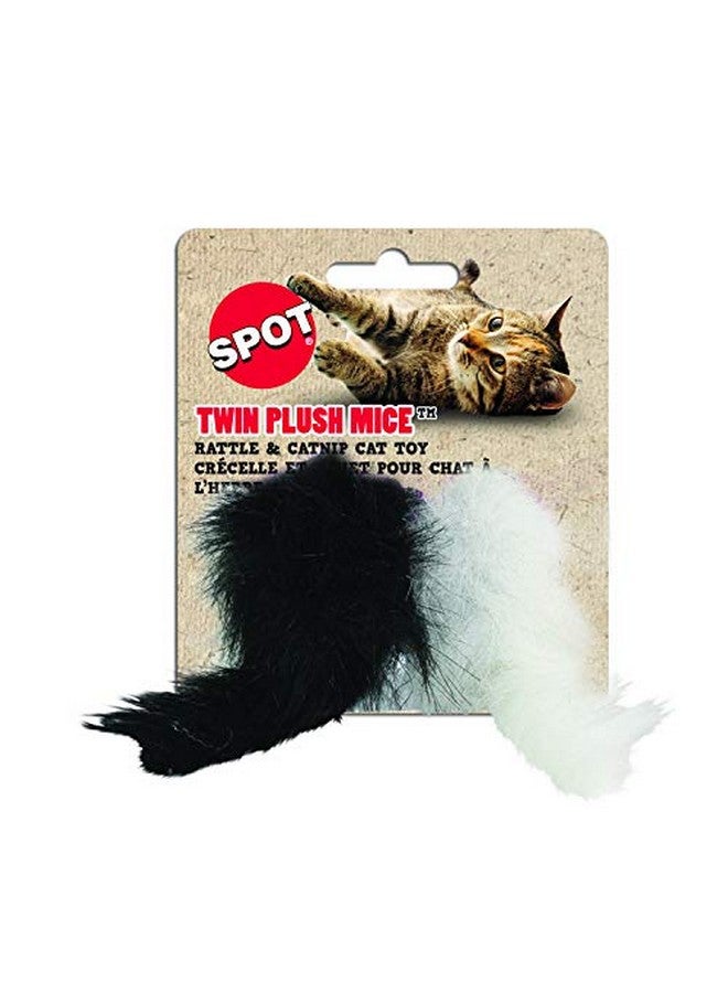 سبوت لعبة قطط على شكل فأرين من القطيفة - لعبة خشخشة ونعناع بري للقطط والقطط الصغيرة داخل المنزل - لعبة كلاسيكية للضرب والمطاردة - ترفيه ممتع لساعات - 4.5 بوصة، قطعتان - Image 4