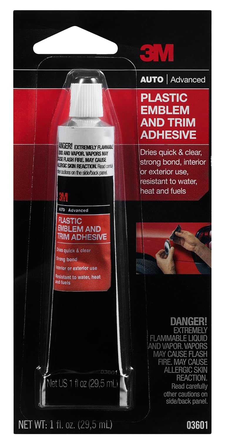 3M Plastic Emblem & Trim Adhesive (03601), 1 fl oz Tube (Pack of 3) – Clear Quick-Drying Auto Glue for Plastic & Metal Emblems, Interior/Exterior Trim, Weather-Resistant - Image 2