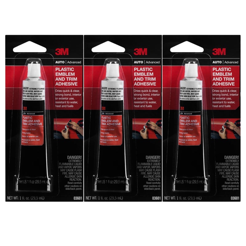 3M Plastic Emblem & Trim Adhesive (03601), 1 fl oz Tube (Pack of 3) – Clear Quick-Drying Auto Glue for Plastic & Metal Emblems, Interior/Exterior Trim, Weather-Resistant - Image 5