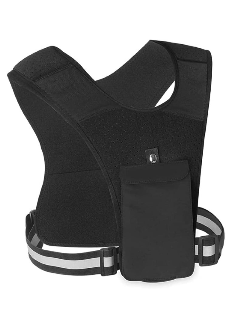 Excefore - Running Vest Phone Holder, Adjustable Waistband Reflective Training Workout Gear with Pocket, Hands Free Breathable Sports Vest for Phone Holder for Cycling Walking - Image 1