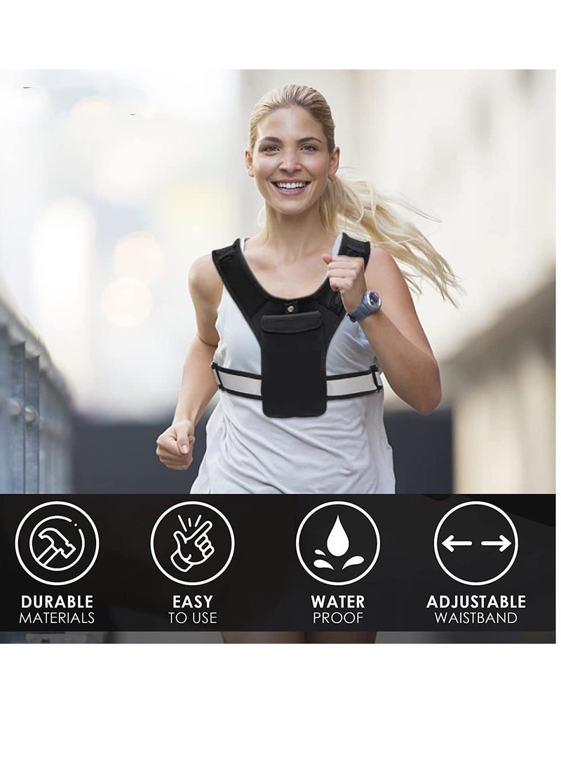 Excefore - Running Vest Phone Holder, Adjustable Waistband Reflective Training Workout Gear with Pocket, Hands Free Breathable Sports Vest for Phone Holder for Cycling Walking - Image 1