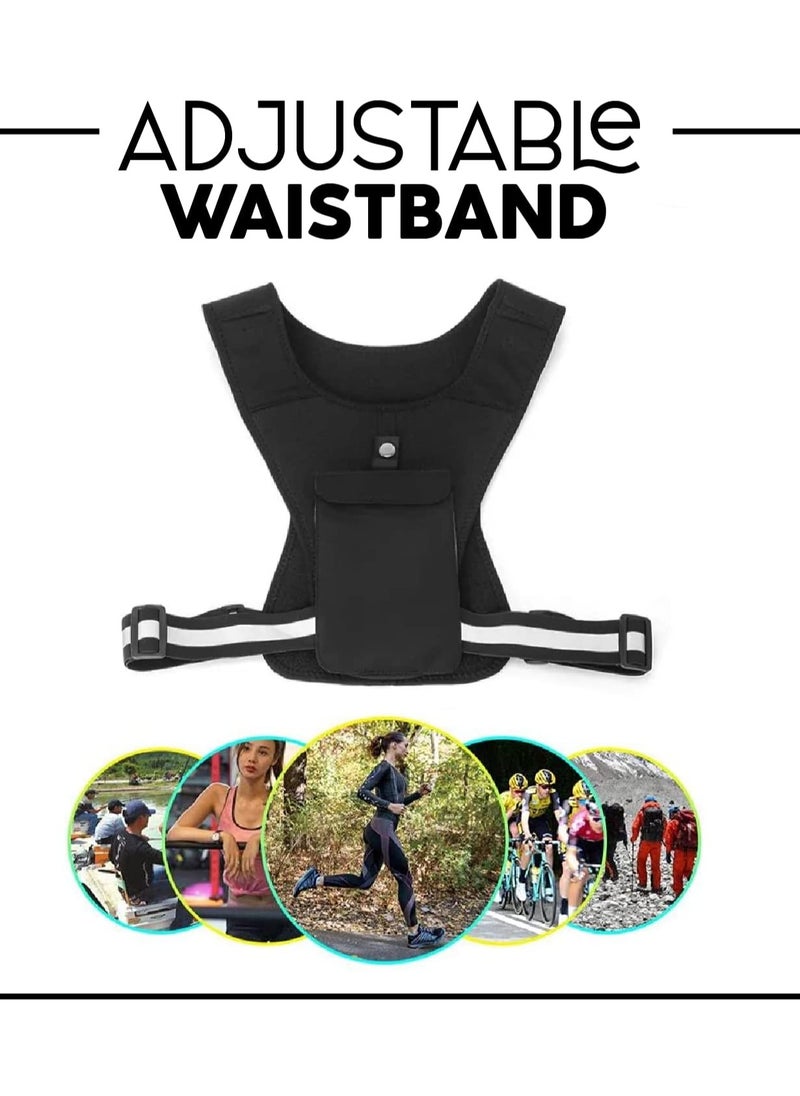 Excefore - Running Vest Phone Holder, Adjustable Waistband Reflective Training Workout Gear with Pocket, Hands Free Breathable Sports Vest for Phone Holder for Cycling Walking - Image 1