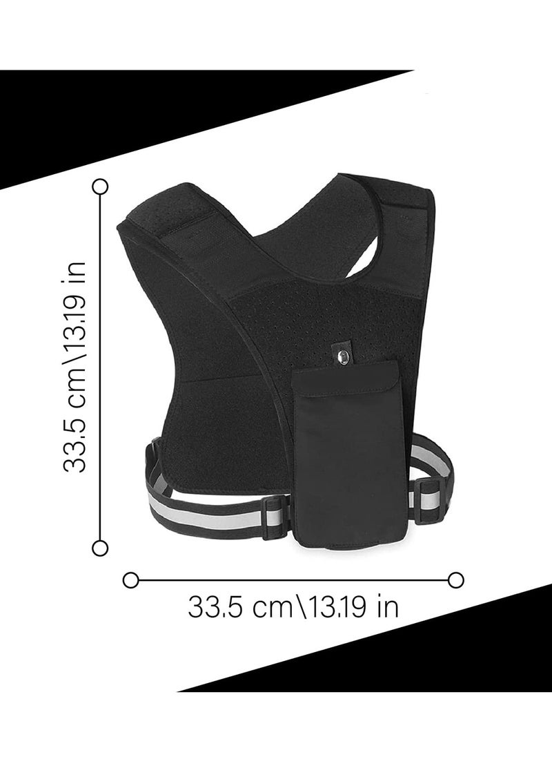 Excefore - Running Vest Phone Holder, Adjustable Waistband Reflective Training Workout Gear with Pocket, Hands Free Breathable Sports Vest for Phone Holder for Cycling Walking - Image 1