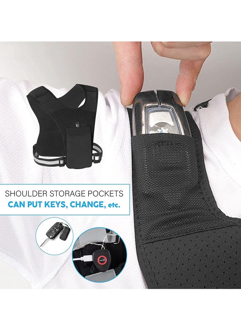 Excefore - Running Vest Phone Holder, Adjustable Waistband Reflective Training Workout Gear with Pocket, Hands Free Breathable Sports Vest for Phone Holder for Cycling Walking - Image 1