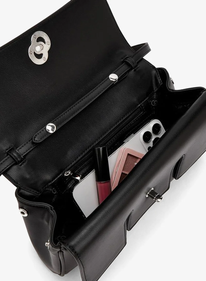 Celeste BLACK Solid Crossbody Bag With Strap Handle for Women | Best Price UAE