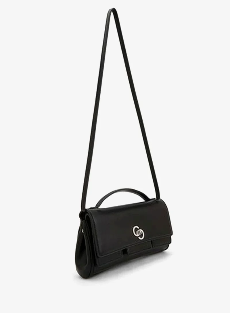 Celeste BLACK Solid Crossbody Bag With Strap Handle for Women | Best Price UAE